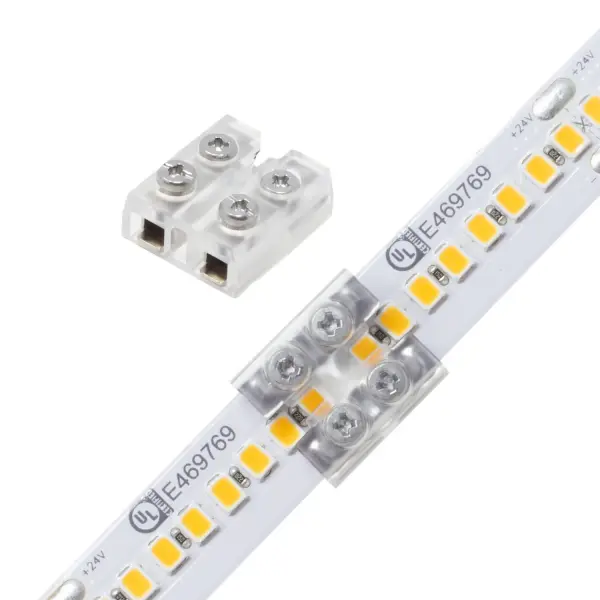 Tape Light Terminal Block, 12mm, Jumper Cable (Tape to Tape), 60 in. 20 AWG Wire Lead, White - Pack of 1