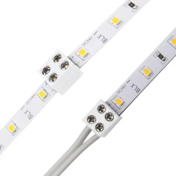 Tape Light Terminal Block, 8mm, Jumper Cable (Tape to Tape), 60 in. 20 AWG Wire Lead, White - Pack of 1