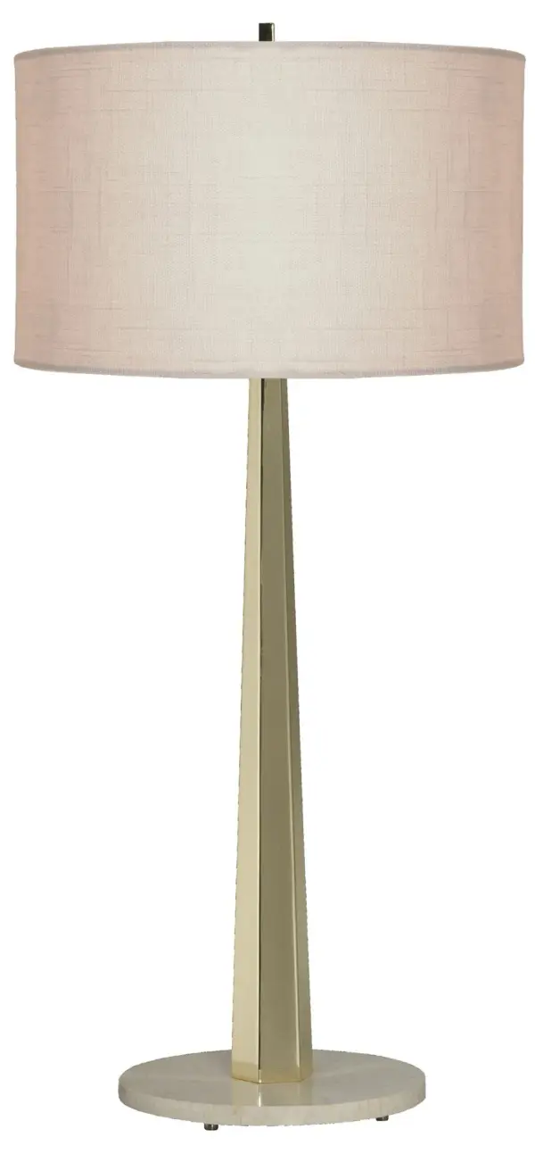 Citrine Brass Table Lamp with Travertine Base