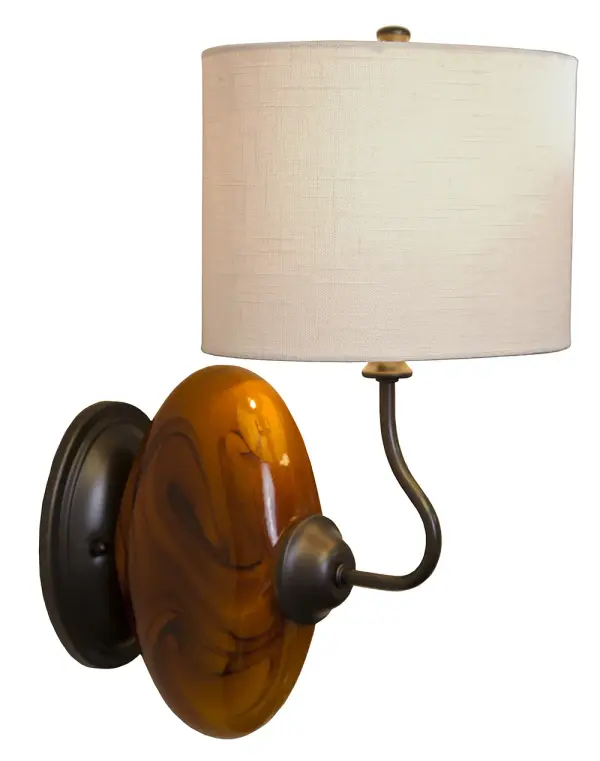 Burl Wall Sconce with Linen Shade