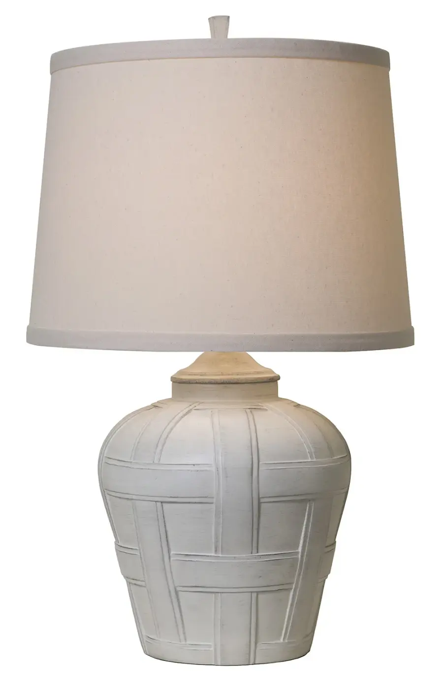 Coastal-Inspired Cast Metal Lamp with Textured Distressed White Finish