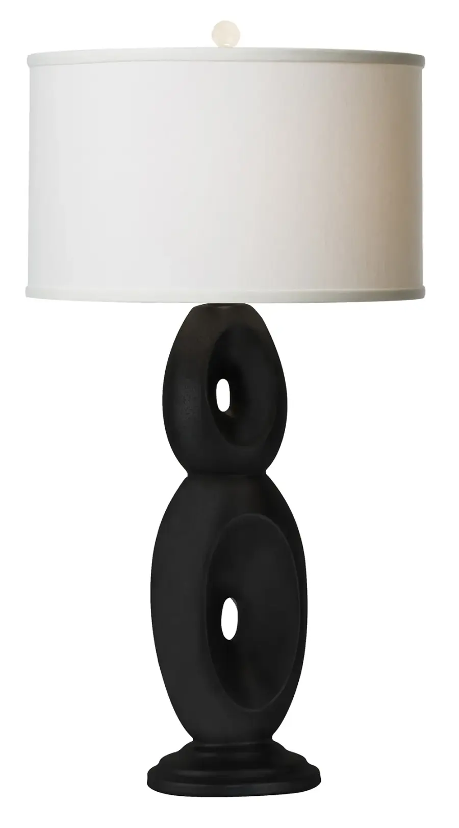 Sculptural Ceramic Table Lamp with Elegant Black Glaze Finish