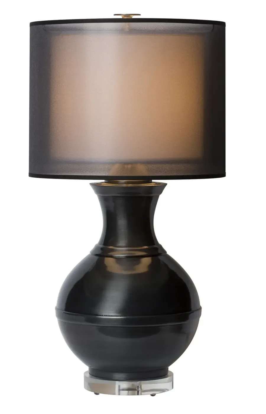 Sculptural Cast Metal Lamp with Sophisticated High-Gloss Finish