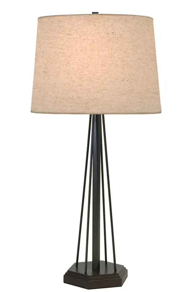 The Redwood table lamp combines a rich Mahogany Bronze metal base with a natural linen hardback shade, creating a warm and sophisticated lighting solution. At 31 inches tall, it makes a substantial statement while maintaining versatility across traditional and contemporary interiors.