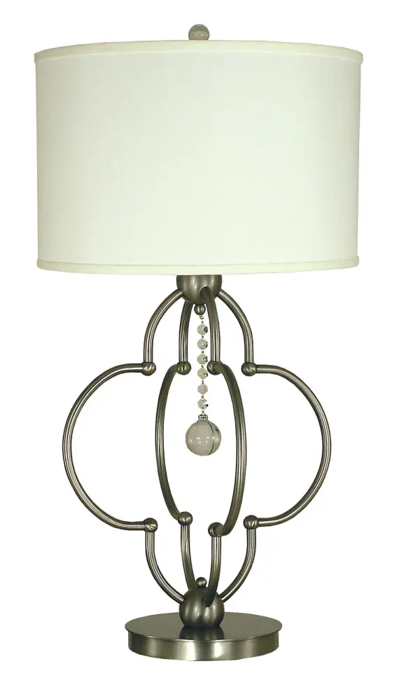 Quatrefoil Brushed Nickel Table Lamp with Crystal Accents