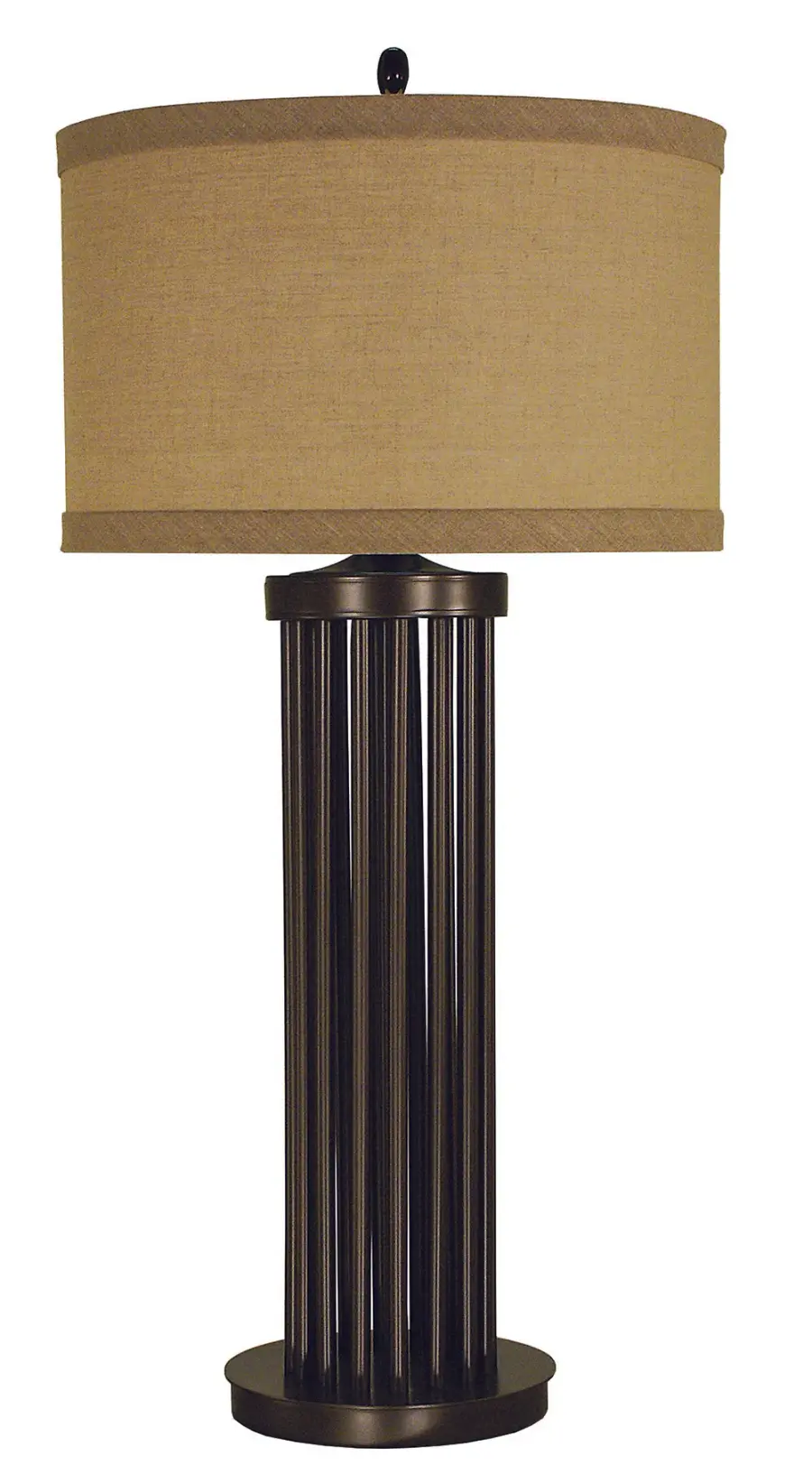 Empire Mahogany Bronze Table Lamp with Linen Shade