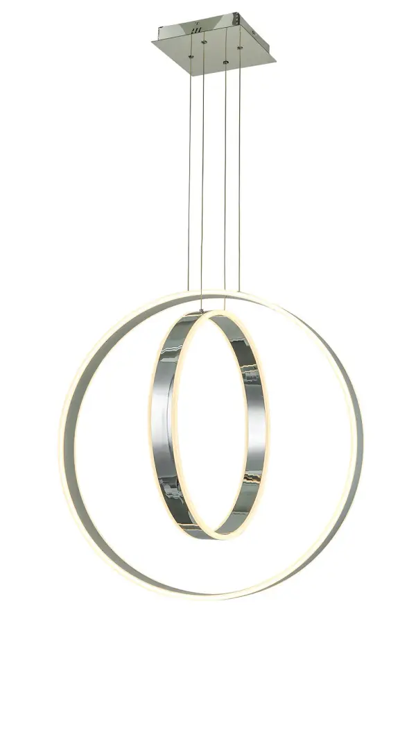 The Aria Pendant makes a dramatic impact with its 32-inch chrome ring design and exceptional 9000-lumen output. Perfect for large spaces requiring both ambient and task lighting, with adjustable height for custom installation.