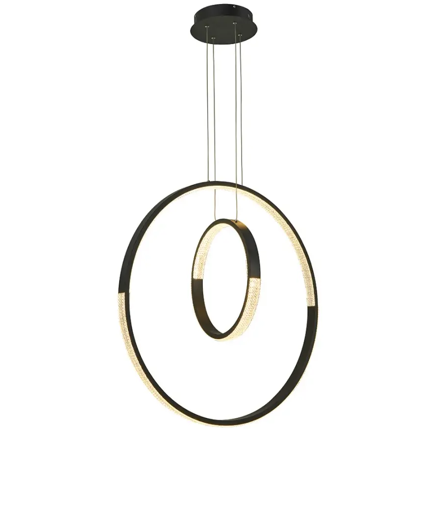 Ezra Black LED Pendant with Crystal Accents