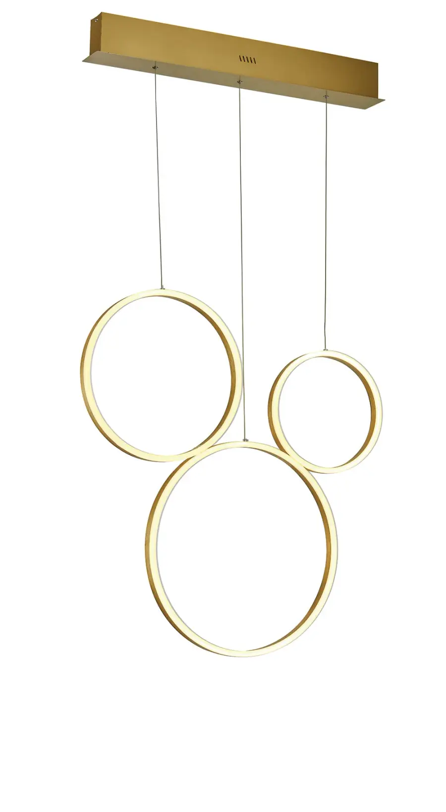 Halo 3-Ring LED Pendant in Brushed Gold
