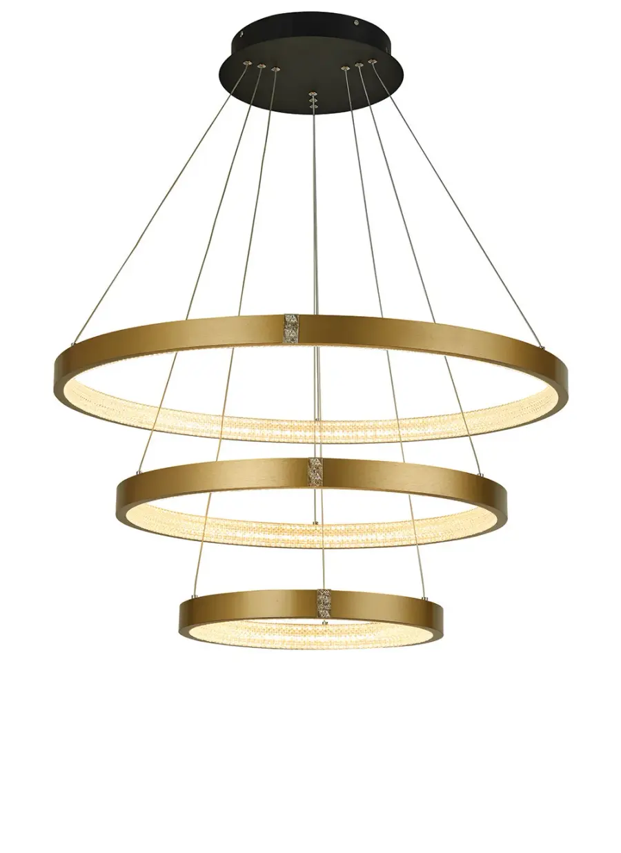 Kinsley 3-Tier Foyer Chandelier in Brushed Gold
