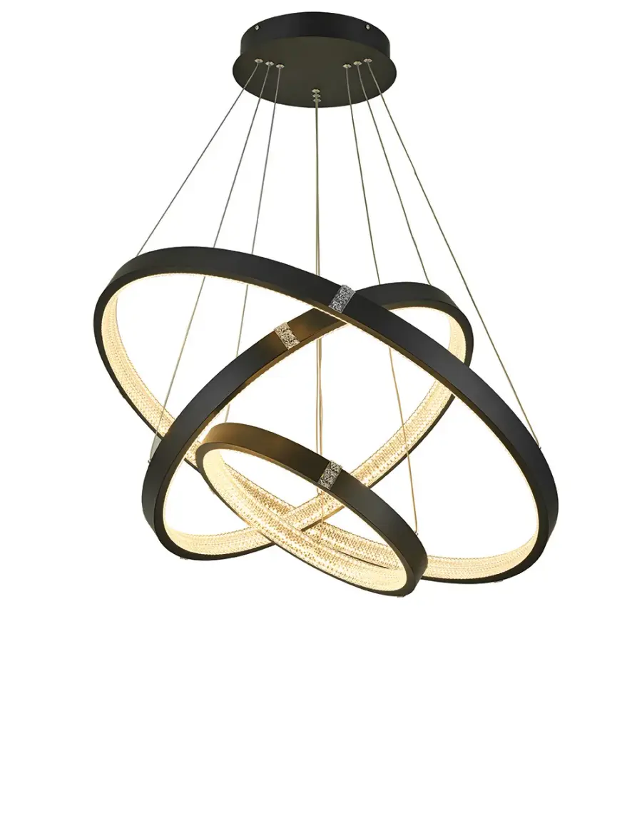 Kinsley 3-Tier Foyer Chandelier in Black