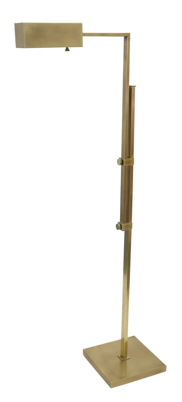 The Andover floor lamp combines functional adjustability with timeless antique brass styling. Its height-adjustable design (45-52 inches) makes it perfect for reading and task lighting in various settings.