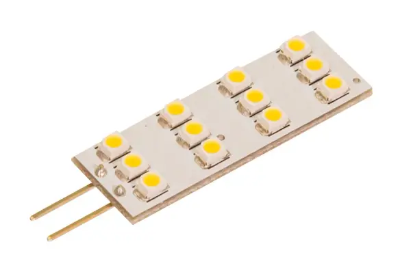 The Advent Profile LED bulb delivers warm 3000K light with excellent color rendering in a compact bi-pin format. Perfect for under-cabinet, display, and accent lighting applications requiring 24V power.