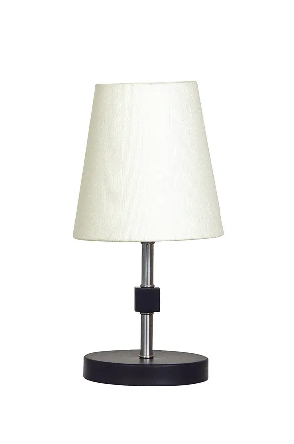 The Bryson Mini delivers sophisticated style in a petite 12-inch profile. Its black and satin nickel finish combination offers versatile appeal, while the white linen shade provides warm, diffused light ideal for accent lighting.