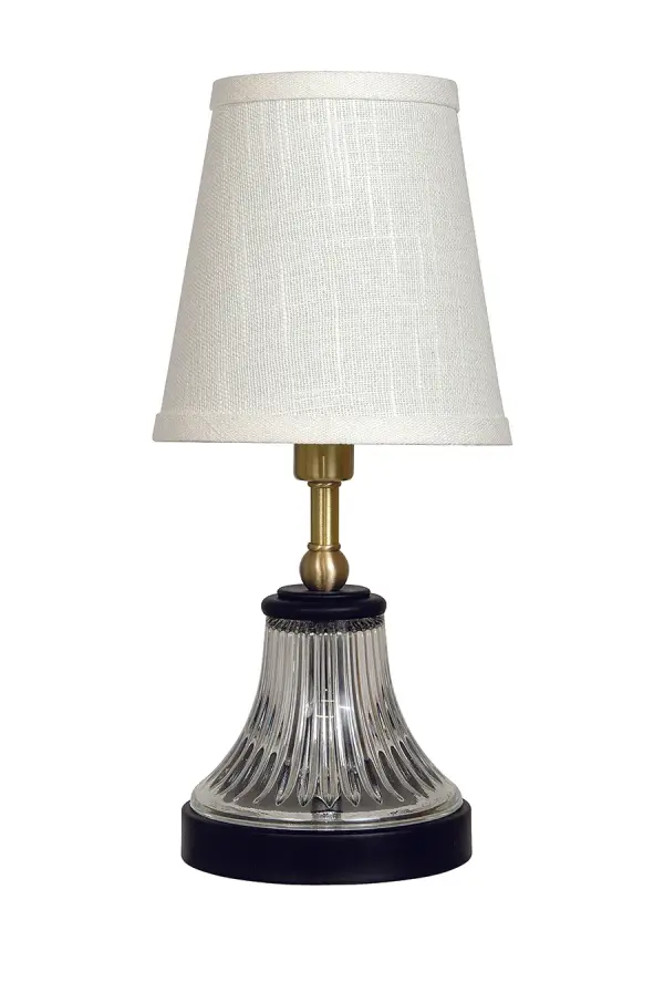 The Bryson Mini combines refined glass detailing with a striking black and satin brass finish. At just 12 inches tall, this compact accent lamp delivers sophisticated style without overwhelming smaller spaces.