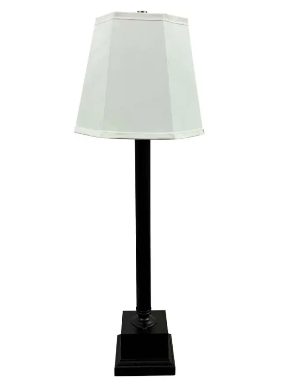 The Bristol table lamp combines traditional proportions with contemporary styling. At 30" tall with a white linen shade, it provides excellent task and ambient lighting for bedrooms and living spaces.