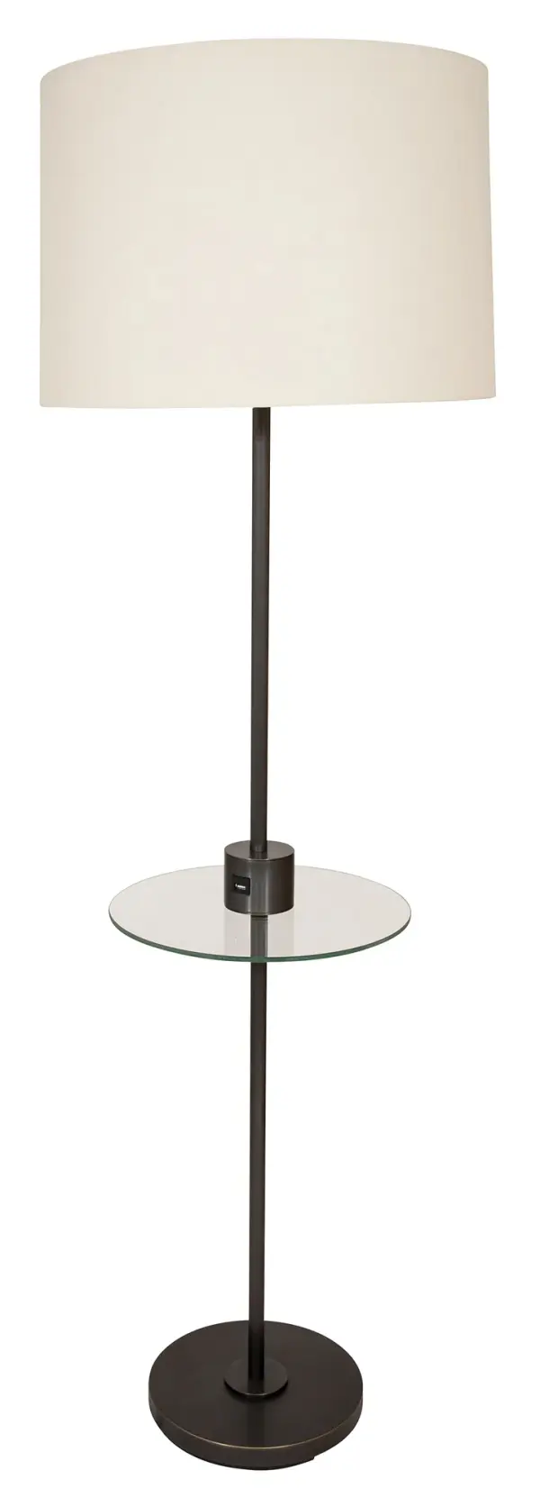 The Brandon Floor Lamp blends traditional styling with contemporary functionality, featuring a rich Oil Rubbed Bronze finish and convenient USB port. Perfect for reading corners and workspaces needing both ambient light and device charging.