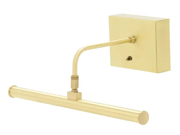 This battery-operated picture light eliminates installation hassle while delivering warm LED illumination for artwork. The slim 12-inch profile suits small to medium frames, and the satin brass finish adds traditional elegance.