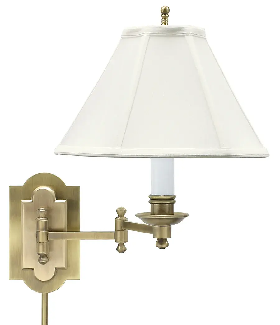 Club Wall Swing Arm Lamp in Antique Brass