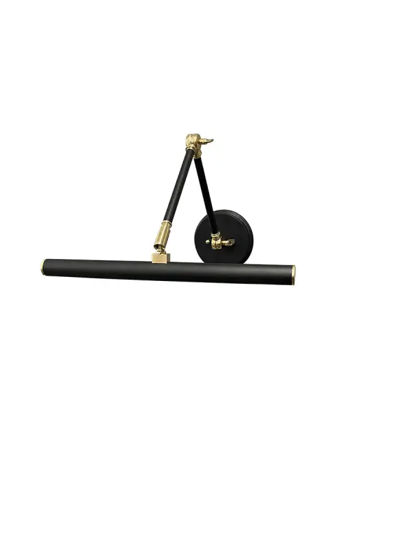 The Amelia picture light combines classic black and polished brass finishes with modern LED technology. Its adjustable arm (5-12" height, 10-18" depth) allows precise artwork illumination while the warm 2700K LED provides museum-quality lighting.