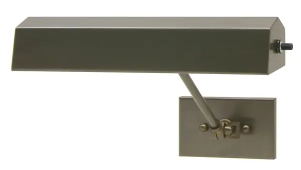 A traditional 10-inch library lamp featuring oil rubbed bronze finish and metal shade. Direct wire installation provides clean, permanent mounting ideal for reading areas and workspaces.