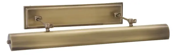 The Oxford LED Picture Light combines traditional styling with modern LED technology. Its 30-inch width and warm 2700K color temperature beautifully illuminate artwork while the antique brass finish adds timeless elegance.