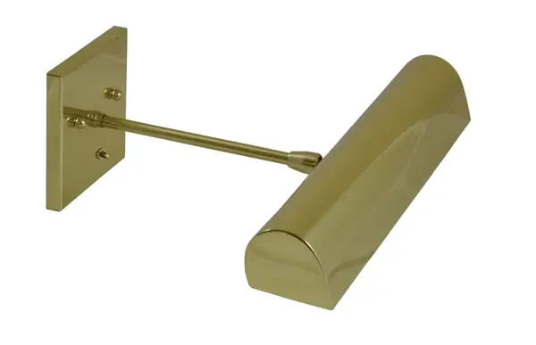 This 14-inch traditional picture light features polished brass finish and direct wire installation. Perfect for illuminating artwork, mirrors, or wall displays with classic sophistication.