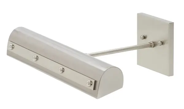 This 14-inch picture light combines classic traditional styling with modern LED efficiency. Features decorative rivet motif with ball and strap details, dual-finish nickel accents, and warm 2700K LED for optimal artwork illumination.