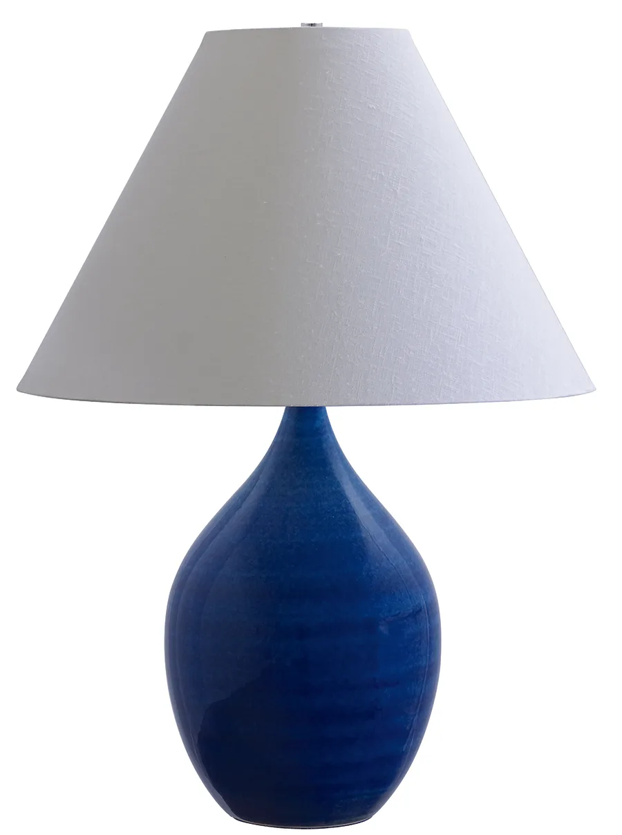 Scatchard Stoneware Table Lamp in Blue Gloss