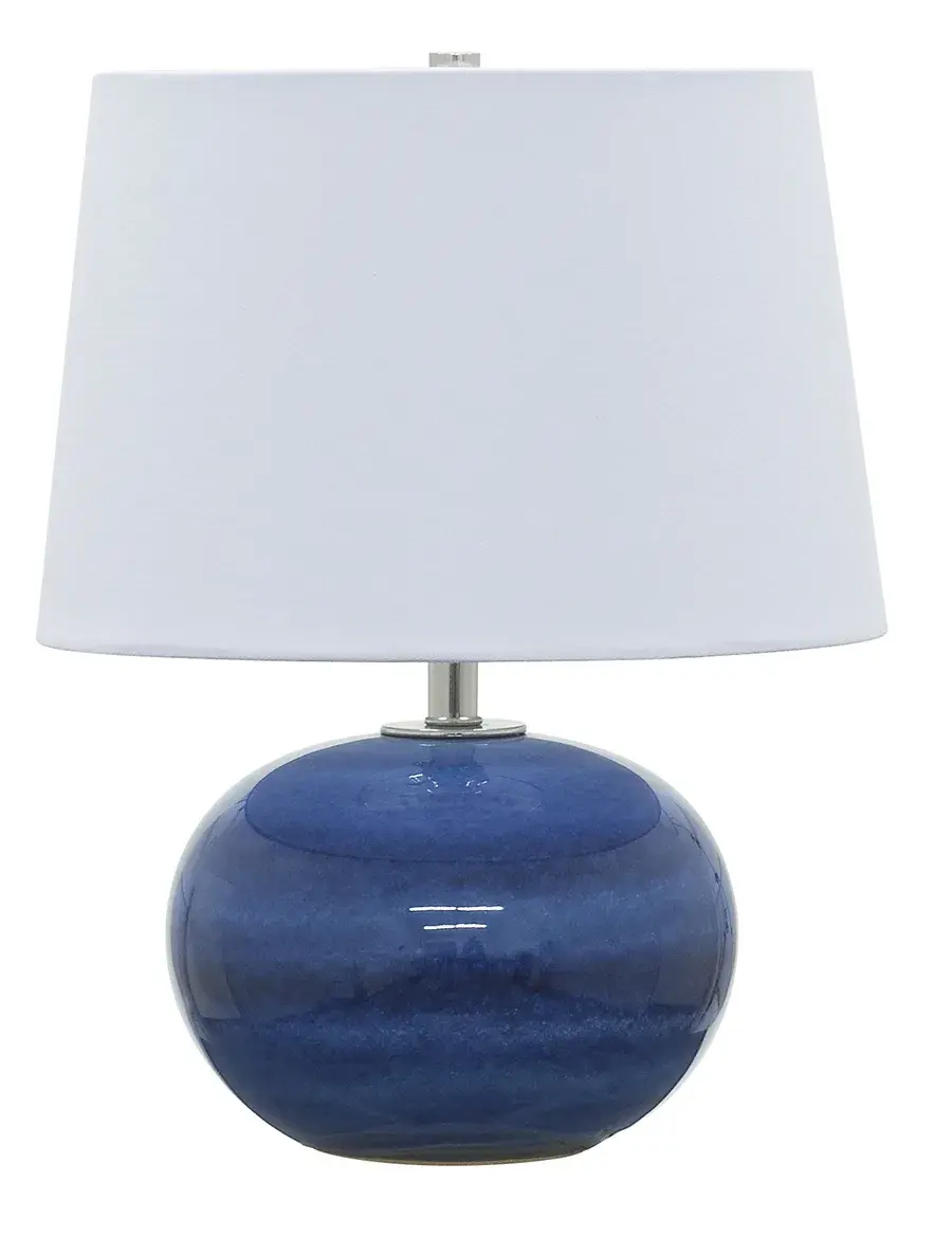 Scatchard Stoneware Table Lamp in Blue Gloss