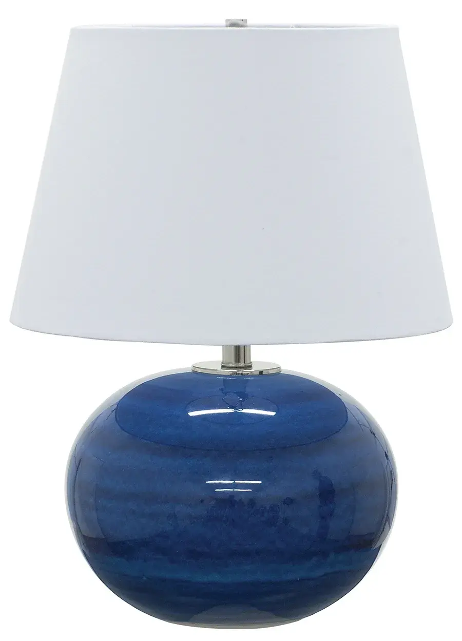Scatchard Stoneware Table Lamp in Blue Gloss