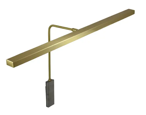 The Horizon 26" LED Picture Light combines classic styling with modern LED technology. Its satin brass finish adds warmth while the integrated 9W LED provides excellent color rendering (90 CRI) for artwork illumination.