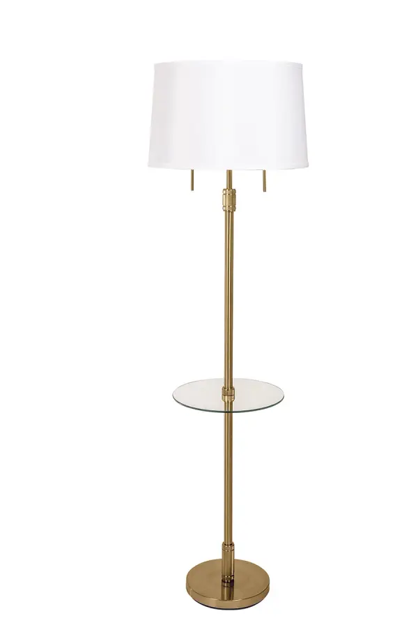 Killington Brushed Brass Floor Lamp with Glass Table
