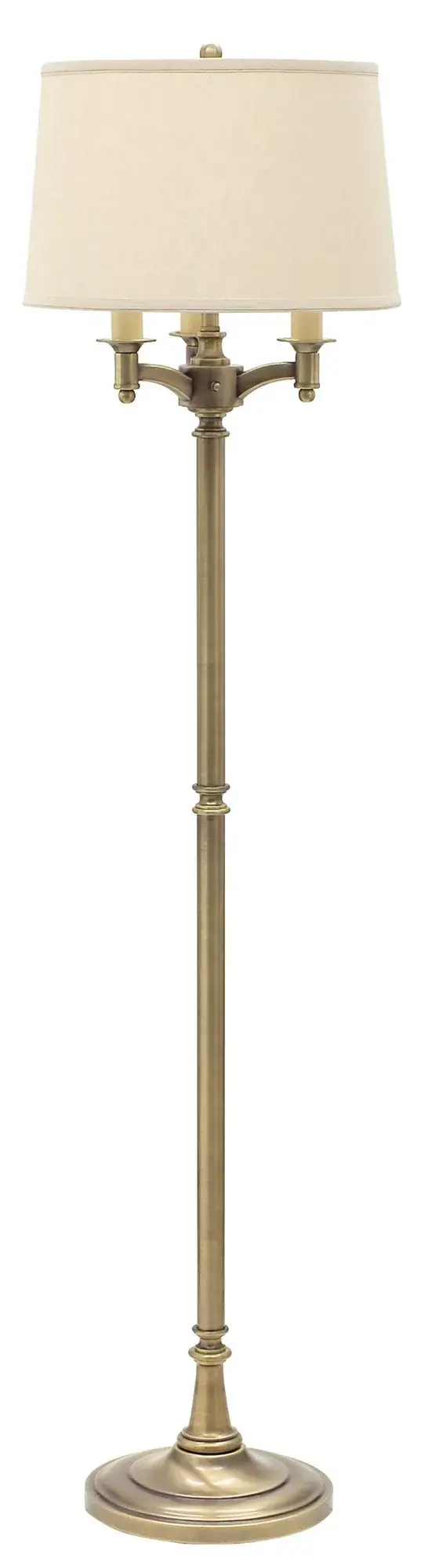 The Lancaster floor lamp combines traditional brass elegance with modern functionality. Its six-way switching system offers exceptional lighting flexibility, while the classic antique brass finish and linen shade create warm, sophisticated ambiance.