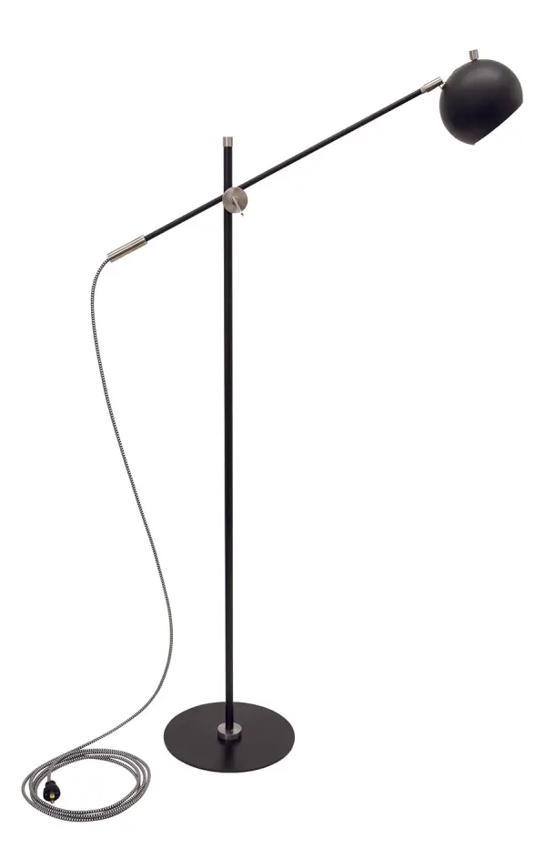 The Orwell counterbalance floor lamp combines industrial aesthetics with modern LED efficiency. Its adjustable arm extends up to 31.5 inches, making it perfect for reading or task lighting in various settings.