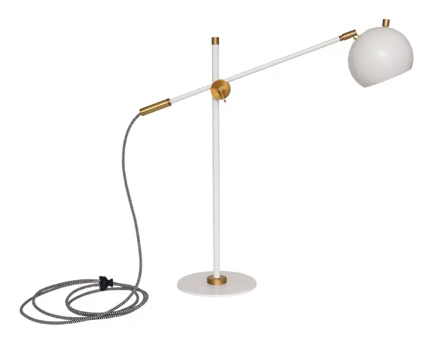 The Orwell combines modern industrial aesthetics with practical functionality. Its counterbalance arm design allows precise positioning, while the integrated LED provides energy-efficient illumination. The white and weathered brass finish adds warmth to contemporary spaces.