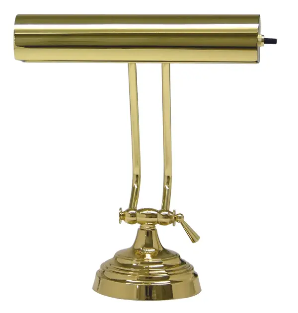 This elegant 10-inch polished brass lamp combines traditional styling with practical task lighting. Ideal for focused work areas, piano tops, or accent lighting on side tables and nightstands.