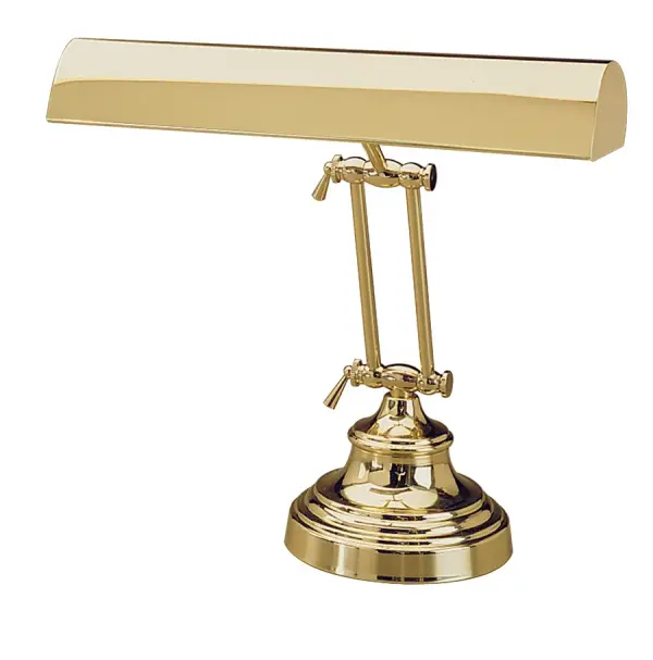 This 14-inch polished brass piano lamp delivers focused task lighting with traditional elegance. Featuring dual 40W or 60W bulbs and a convenient in-line cord switch, it's ideal for illuminating pianos, desks, and reading areas.