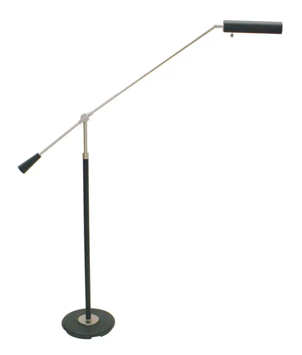 This counter balance floor lamp combines functional task lighting with architectural appeal. The adjustable arm extends from 26" to 54" in height, making it perfect for reading or workspace illumination. Black finish with satin nickel accents adds contemporary elegance.