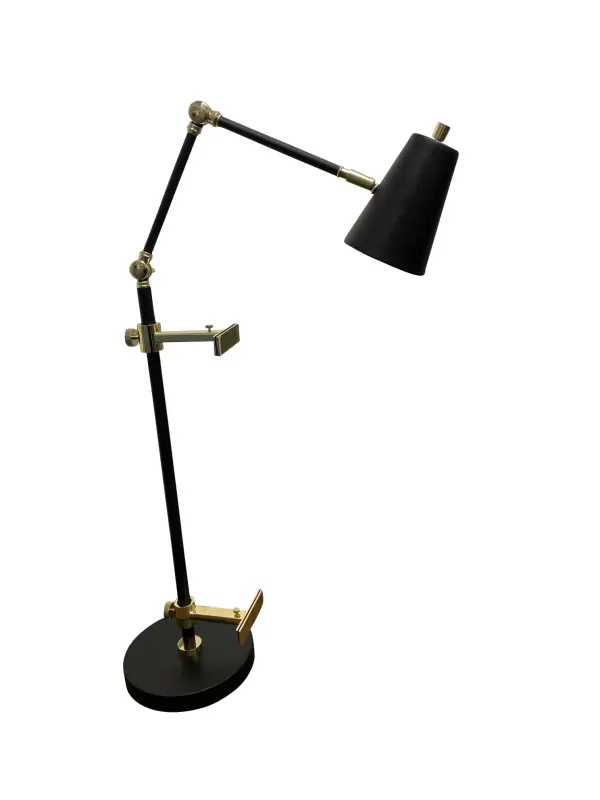 LED adjustable black and polished brass easel table lamp