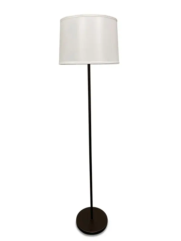 The Sawyer floor lamp combines classic proportions with a sophisticated two-tone finish. Standing 63 inches tall with a white linen drum shade, it provides ambient lighting with 3-way switching for versatile illumination control.