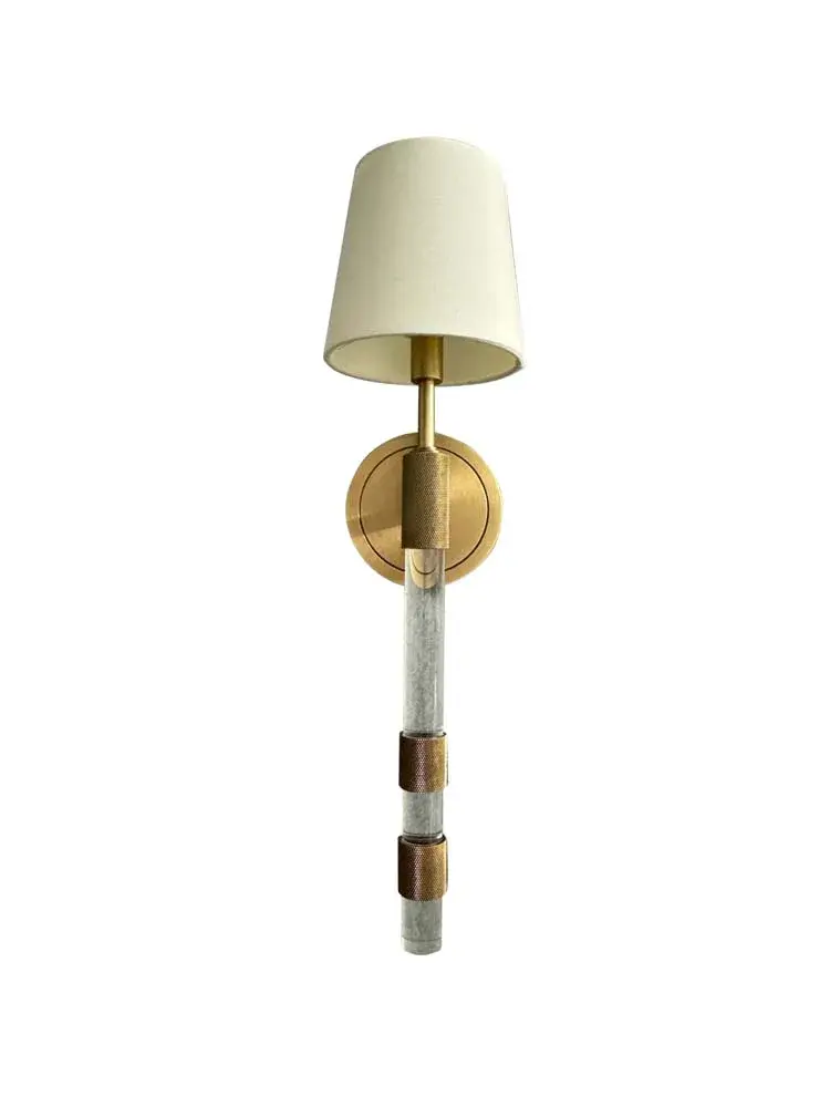 Brushed Brass Wall Sconce with Fabric Shade