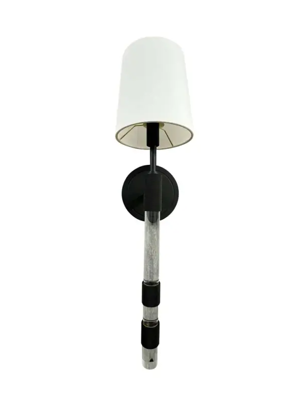 Black Fabric Shade Wall Sconce with Knurled Accents