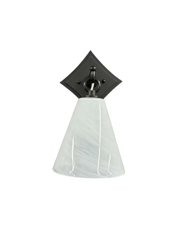 Oil Rubbed Bronze Lantern Wall Sconce with White Swirl Glass