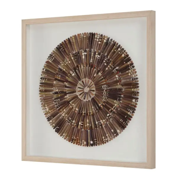 Tiger Sea Urchin Shadow Box in Natural Pine Wood