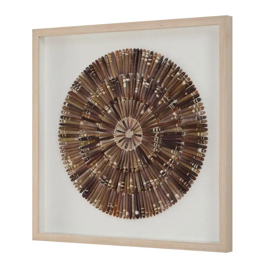 Tiger Sea Urchin Shadow Box in Natural Pine Wood