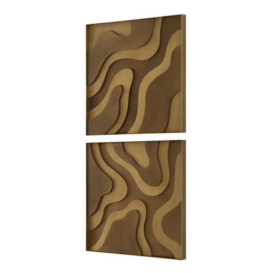 Golden Terrain Wall Decor Set of 2 - Antique Gold and Bronze