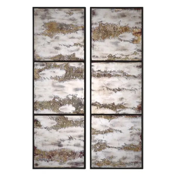 Each Panel Features Three Mirrors With A Heavily Oxidized, Antiqued Mirror In Deep Earth Tones. May Be Hung Horizontal Or Vertical. Collection: Rahila Designer: Billy Moon Finish: Antique Mirror Width: 14.00" Height: 42.00" Length: 1.38" Weight: 24.00 lb Extension from Wall: 1.38" Material: Mirror, Mdf Country of Origin: China Safety Rating: Indoor Only