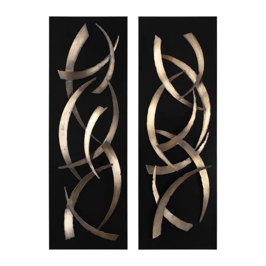 Uttermost Brushstrokes Wall Art, Set of 2 in Brushed Gold