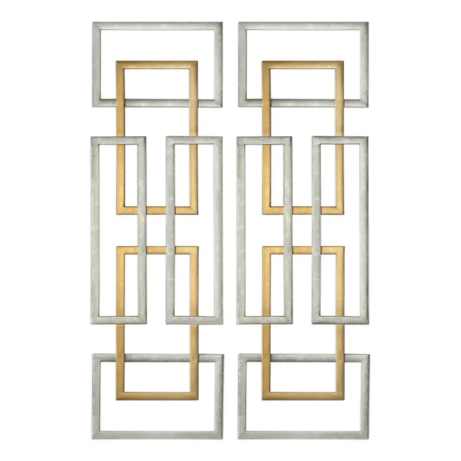 Aerin Wall Art, Set of 2, in Antiqued Gold and Silver Leaf
